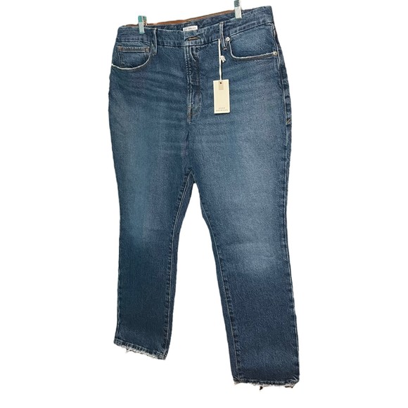 Good American Good Classic Jeans Women's Size 15 Denim Frayed Hem - Picture 4 of 6